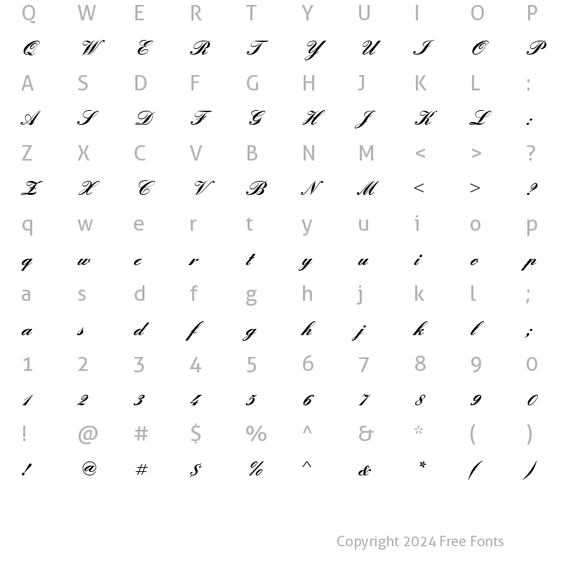 Character Map of Englische Becker Bold