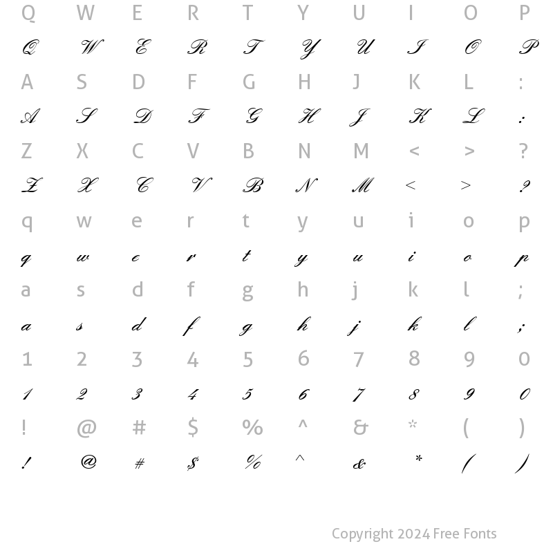 Character Map of Englische Becker Join Demi Bold Regular