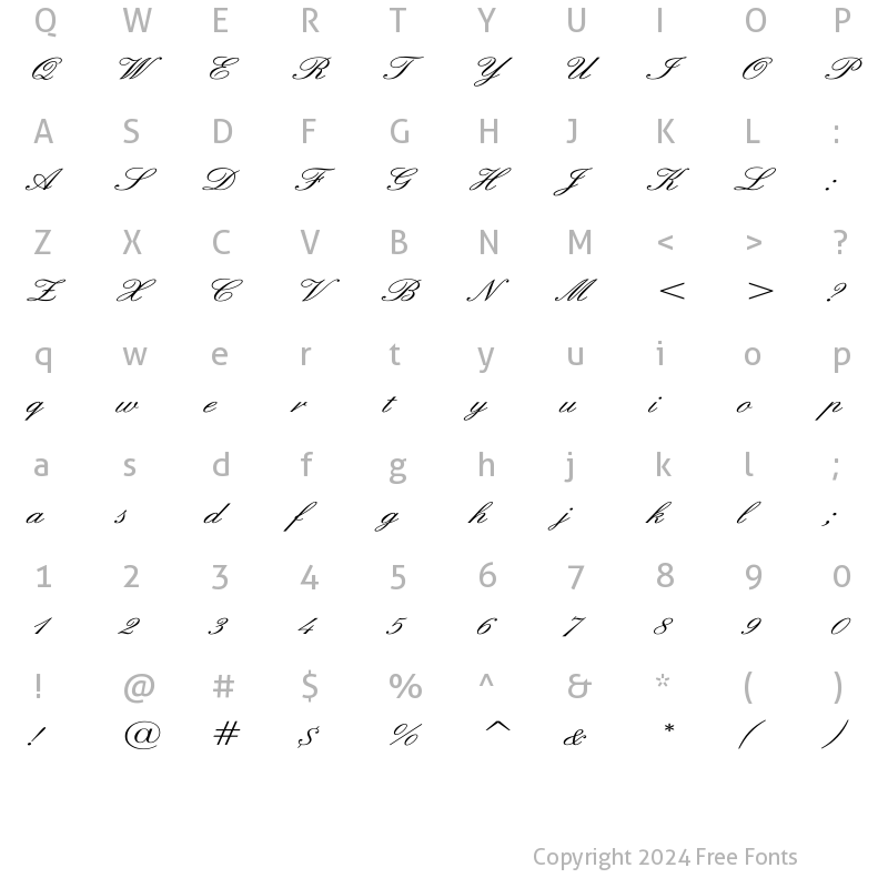 Character Map of English Wd Regular