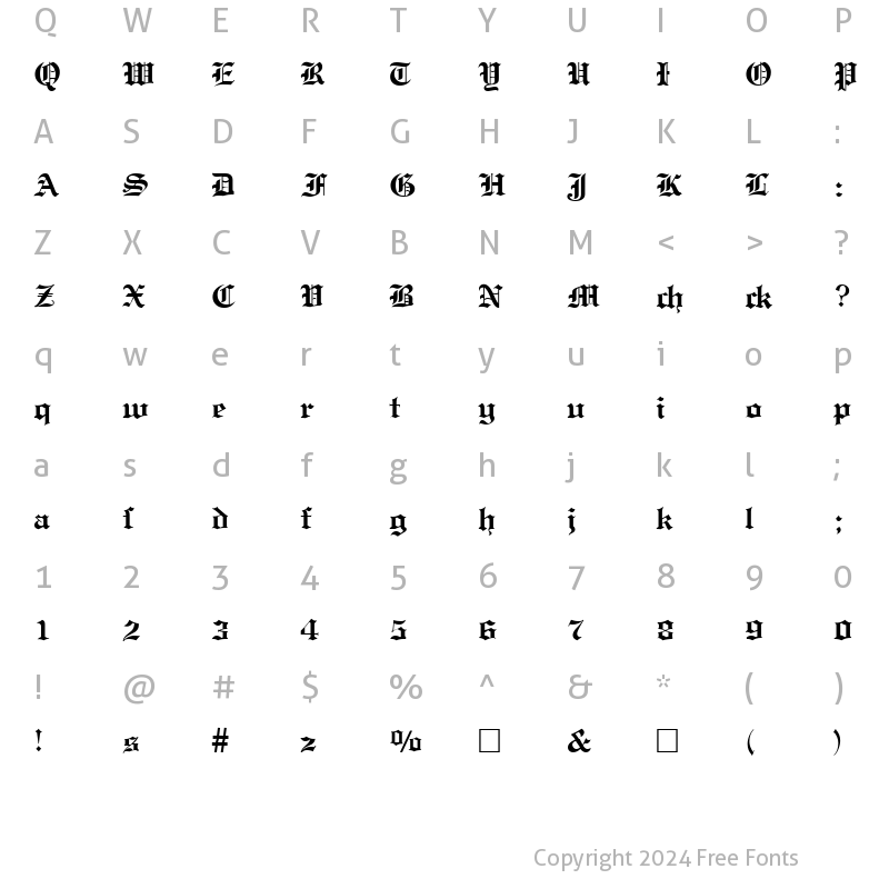 Character Map of EnglishGravure Bold