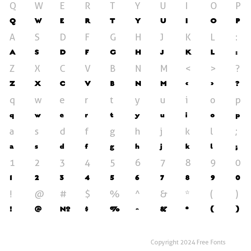 Character Map of EnglishGrotesqueBlack Regular