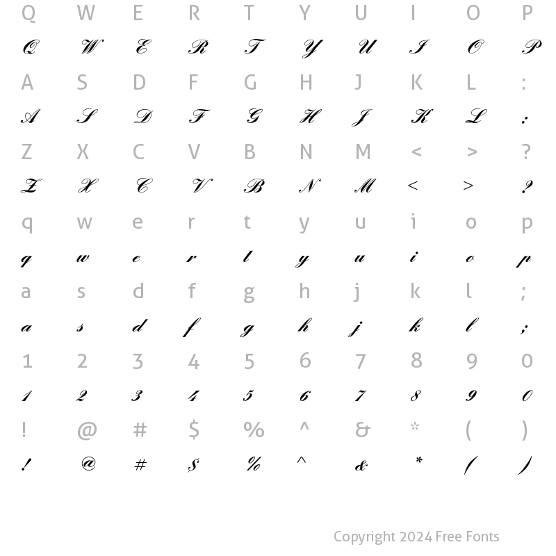 Character Map of EnglishScriptEF Bold