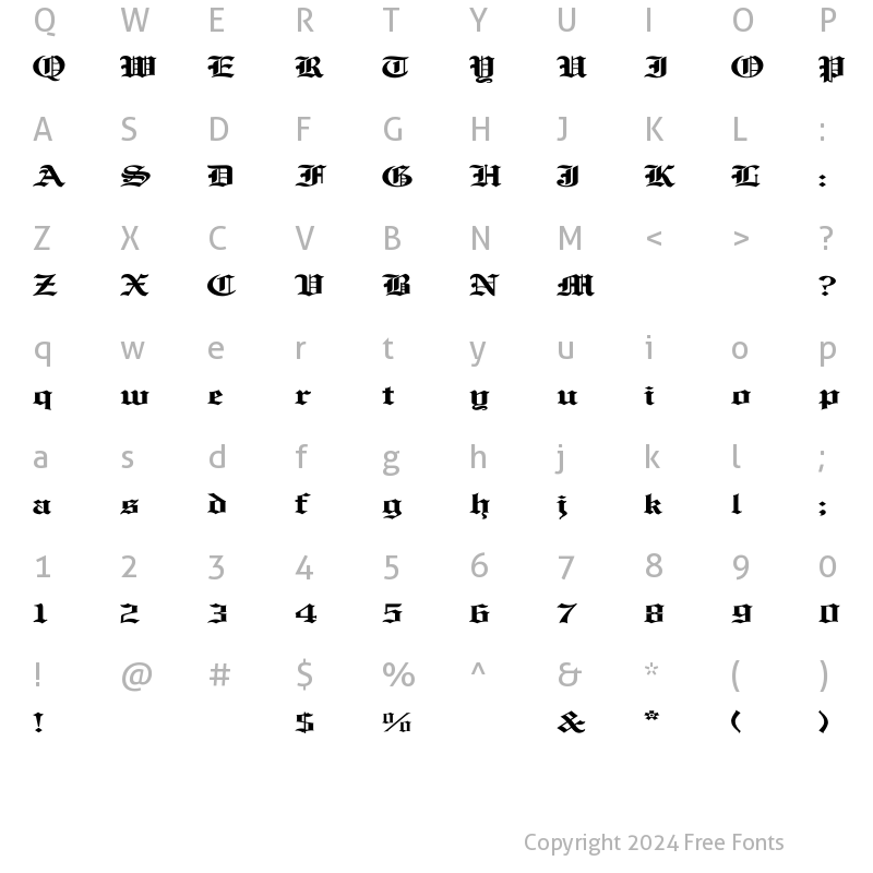 Character Map of EnglishTowne-Normal Ex Regular
