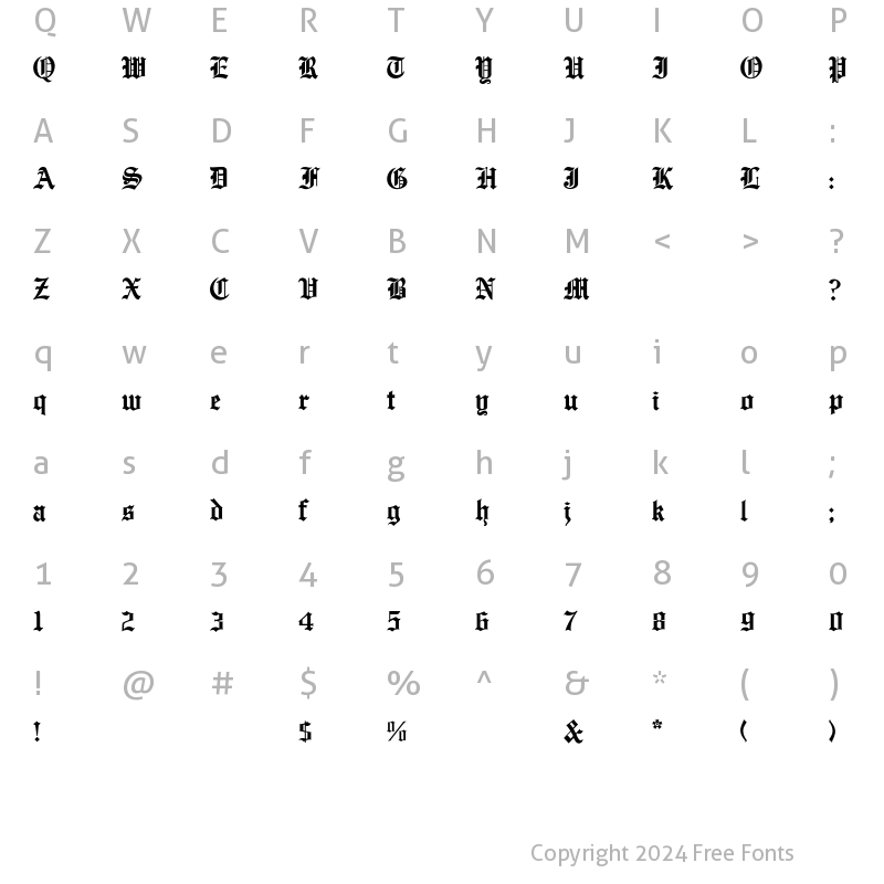 Character Map of EnglishTowne-Normal Regular