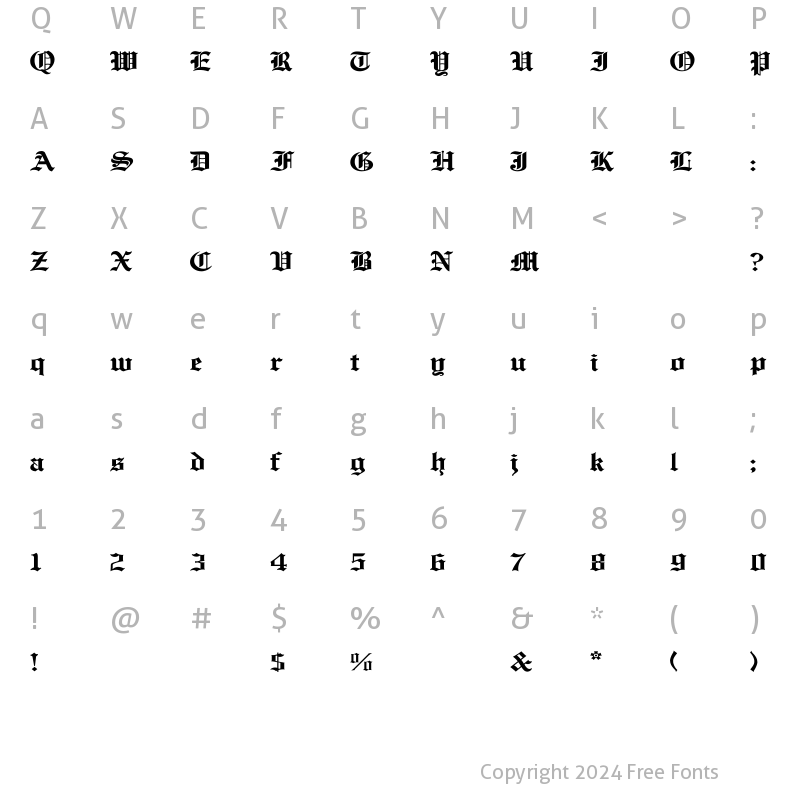Character Map of EnglishTowne-Normal Wd Regular