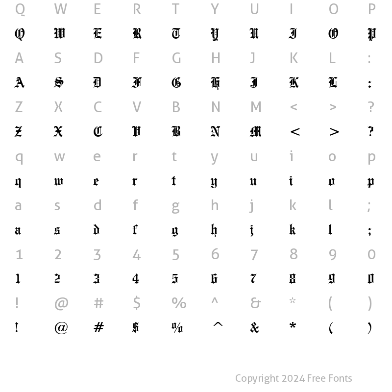 Character Map of Engraved Bold