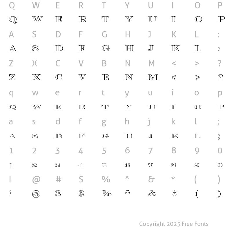 Character Map of Engravers-Profile Regular