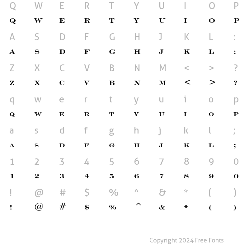 Character Map of Engravers' Roman Bold