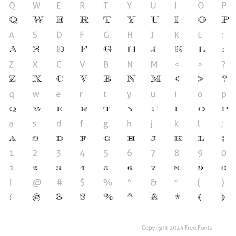 Character Map of Engravers-Shaded Regular