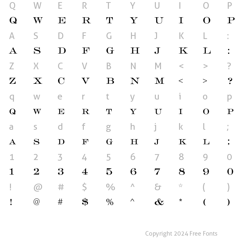 Character Map of EngraversEF Roman