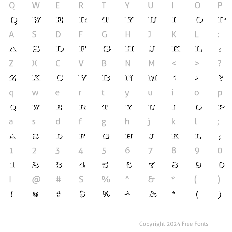 Character Map of EngraversOnlShaDBol Regular