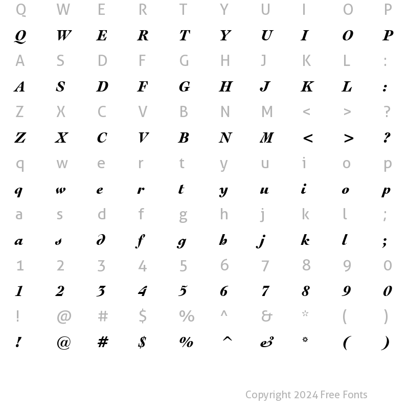 Character Map of EngrvOs205 Blk BT Black Italic