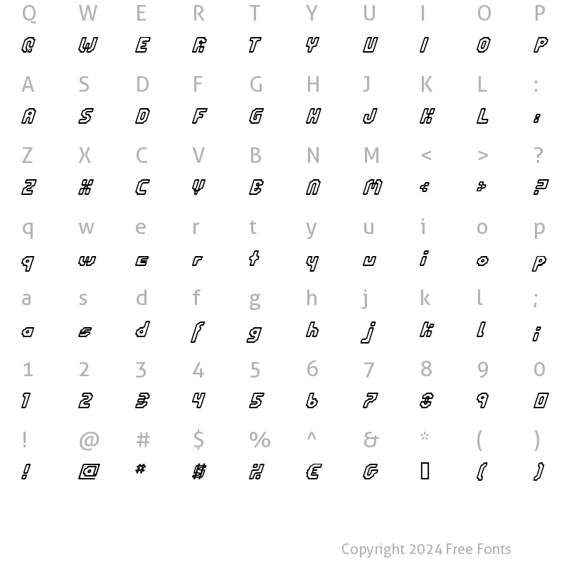 Character Map of Eniltuo Regular