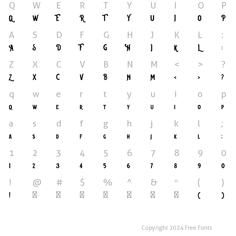 Character Map of Enisala Regular