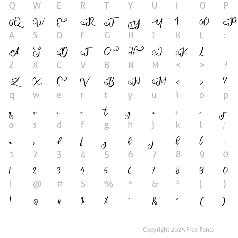 Character Map of Enivela Regular