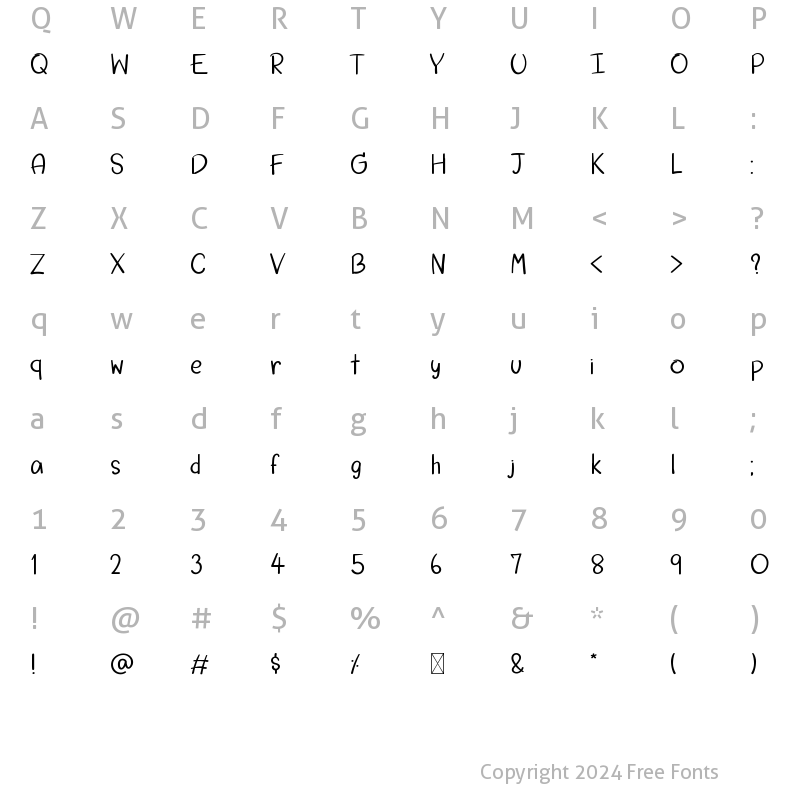 Character Map of Enjoy Eating Regular