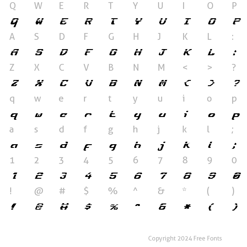 Character Map of Ensign Flandry Laser Italic Laser Italic