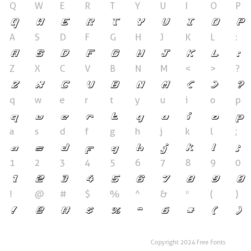 Character Map of Ensign Flandry Shadow Italic Shadow Italic