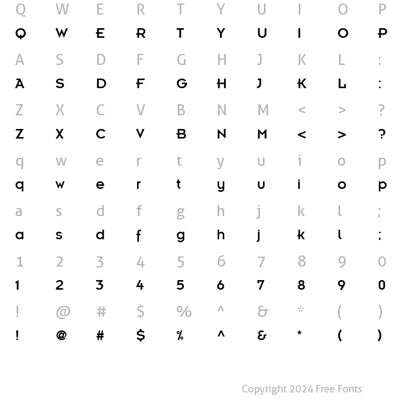 Character Map of Ensign Regular