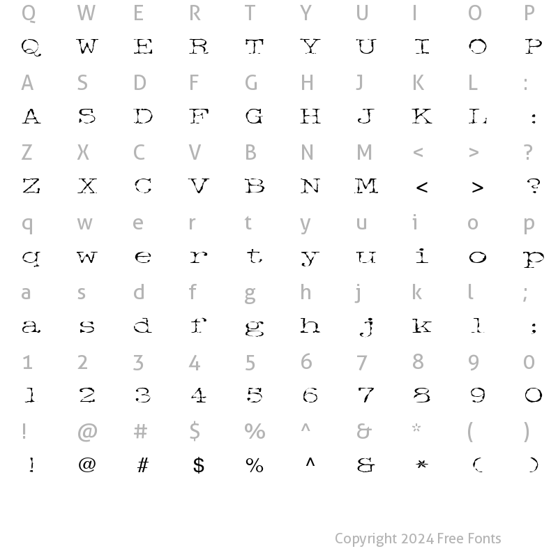 Character Map of Entebbe Regular