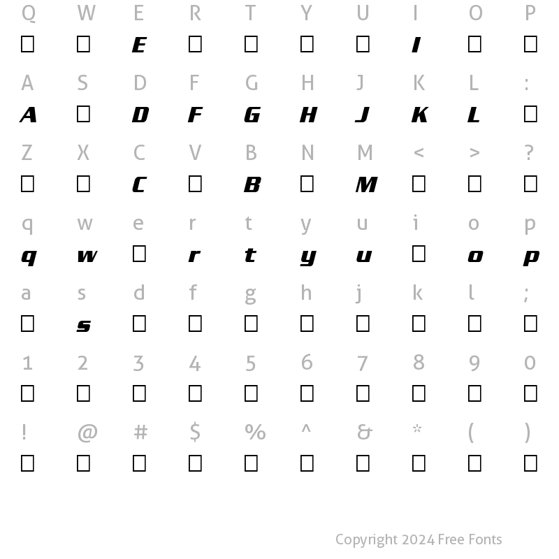 Character Map of Enter Sansman (Trial) Bold Italic