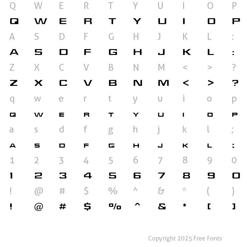 Character Map of Enterprise Regular