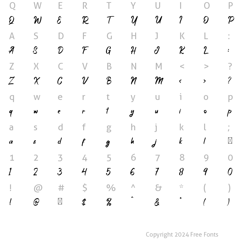 Character Map of Enthernity Regular