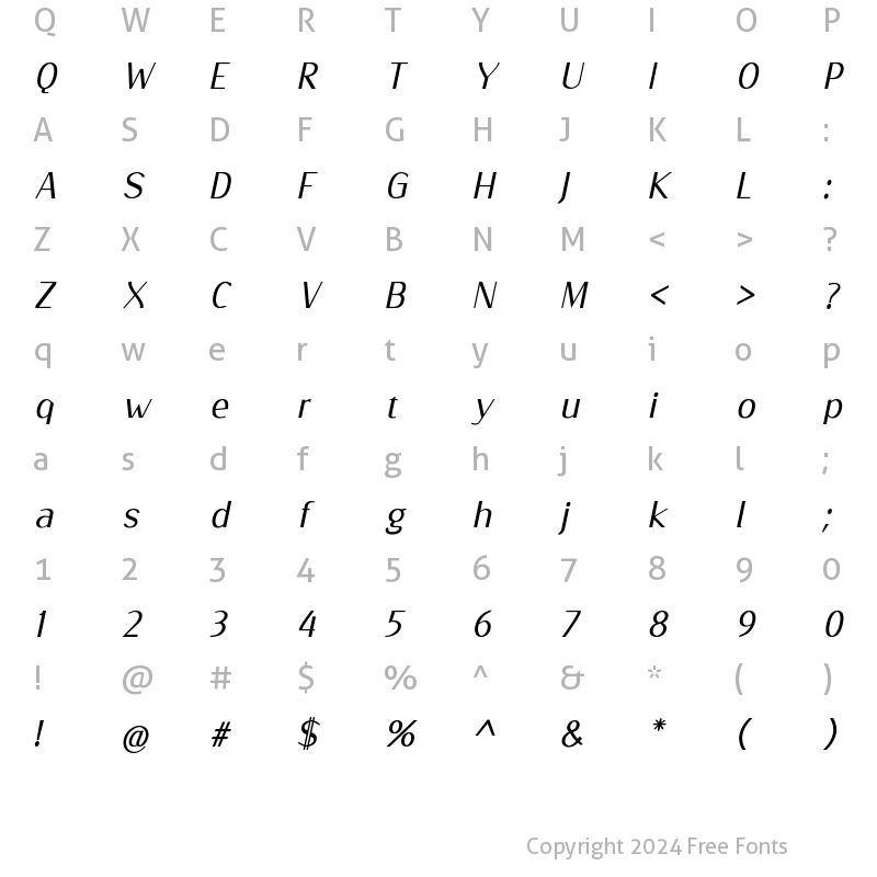 Character Map of ENTSHA Italic