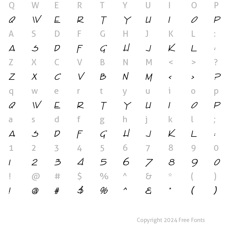 Character Map of Enview Italic