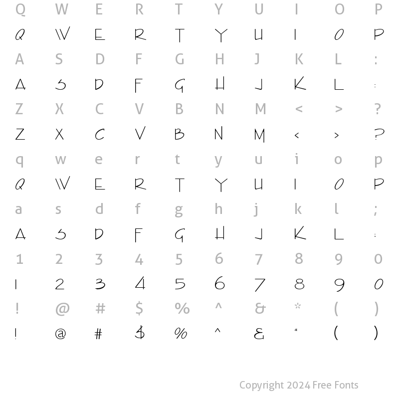 Character Map of Enview Light Normal