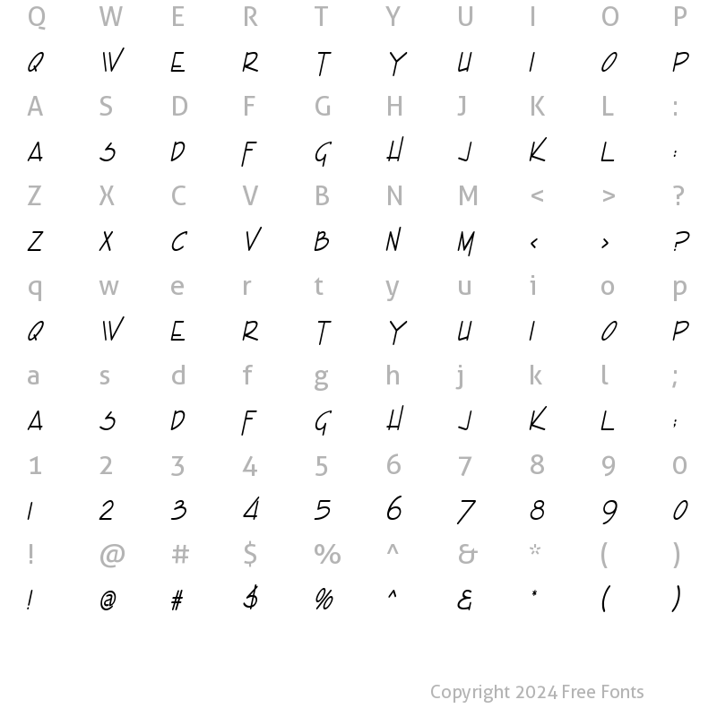 Character Map of Enview Thin Italic