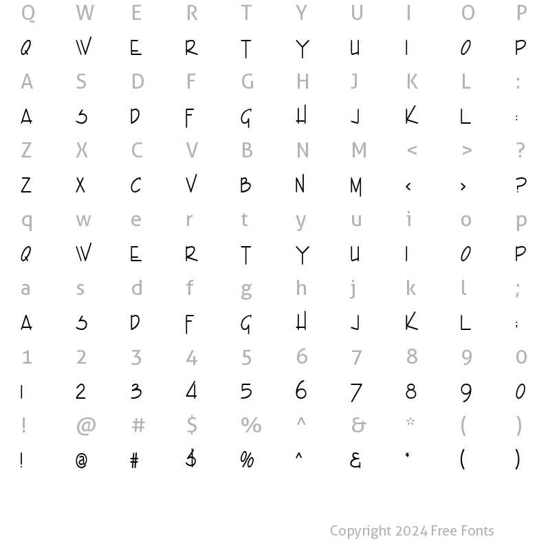 Character Map of Enview Thin Normal