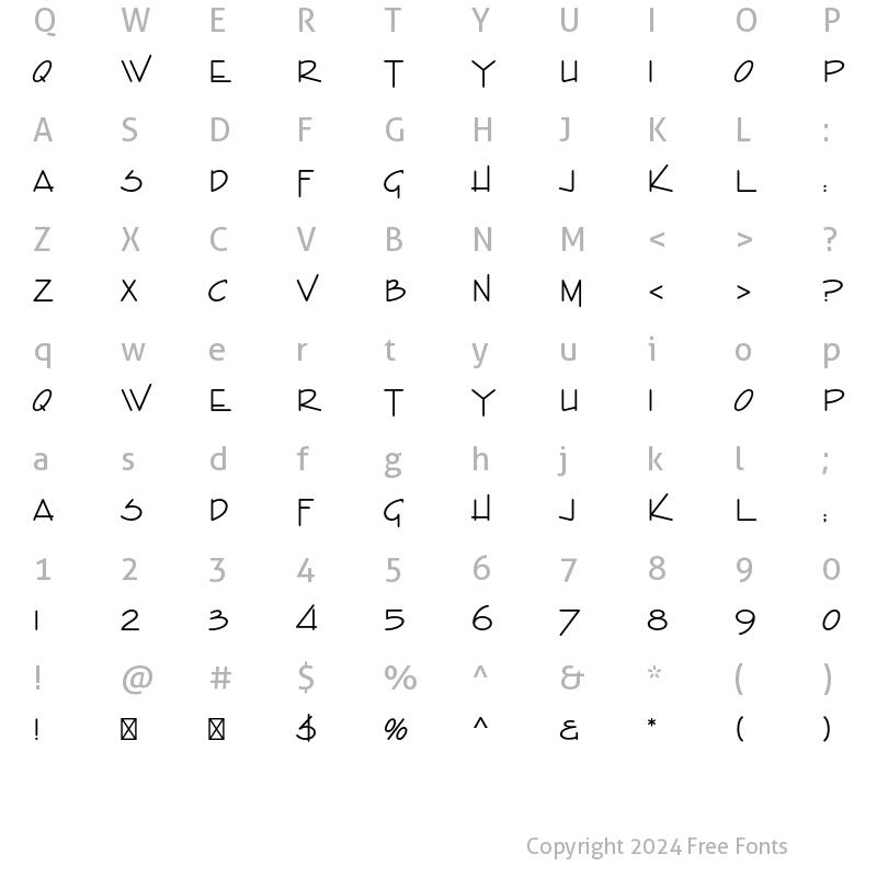 Character Map of Enviro Std Regular