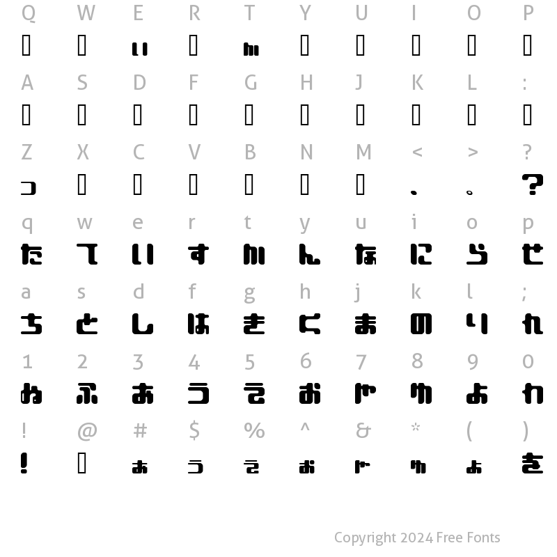 Character Map of EOPla?a hiragana