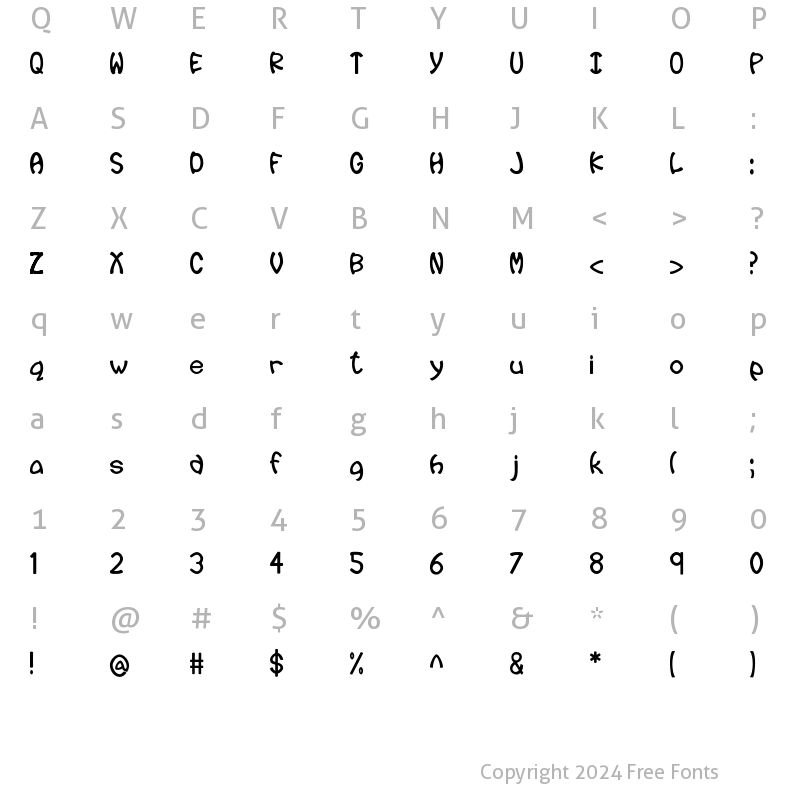 Character Map of EP Wiggle Regular