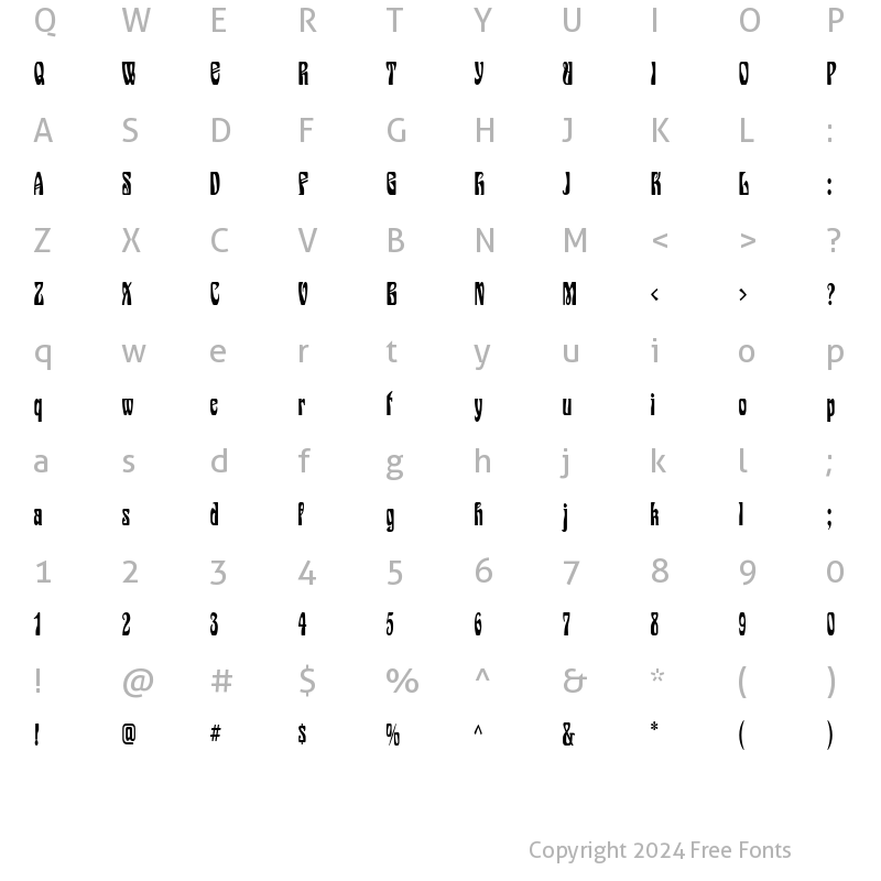 Character Map of Epic Condensed Normal