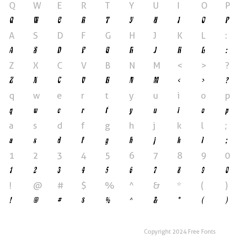 Character Map of Epic Italic