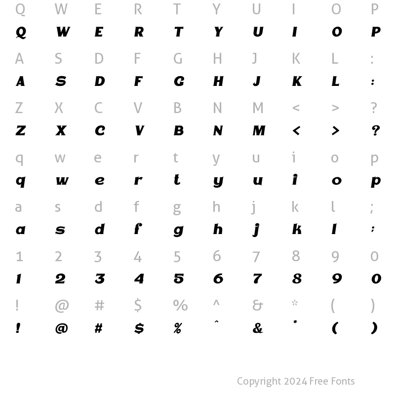 Character Map of EpicgantOblique Oblique