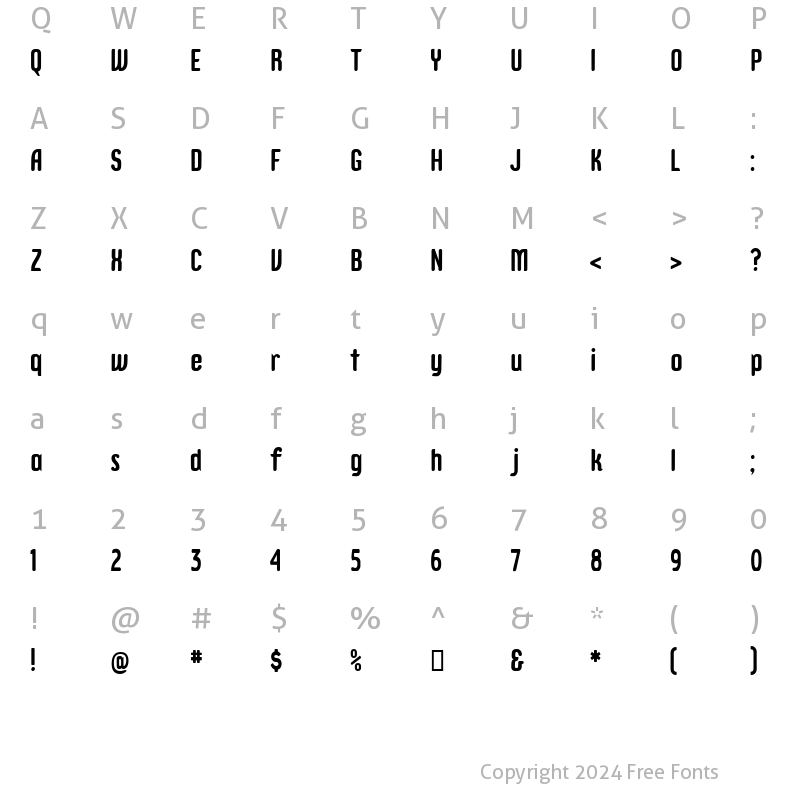 Character Map of Epitough Regular