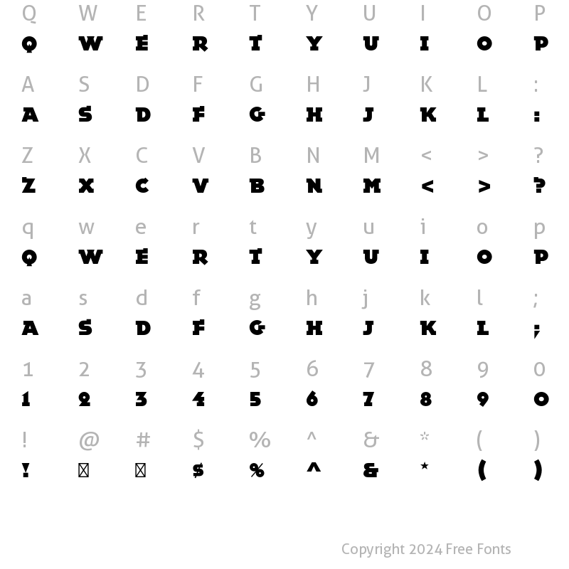 Character Map of Epokha Std Regular