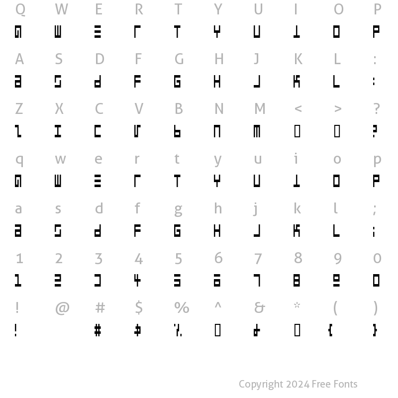 Character Map of Epps Evans Narrow