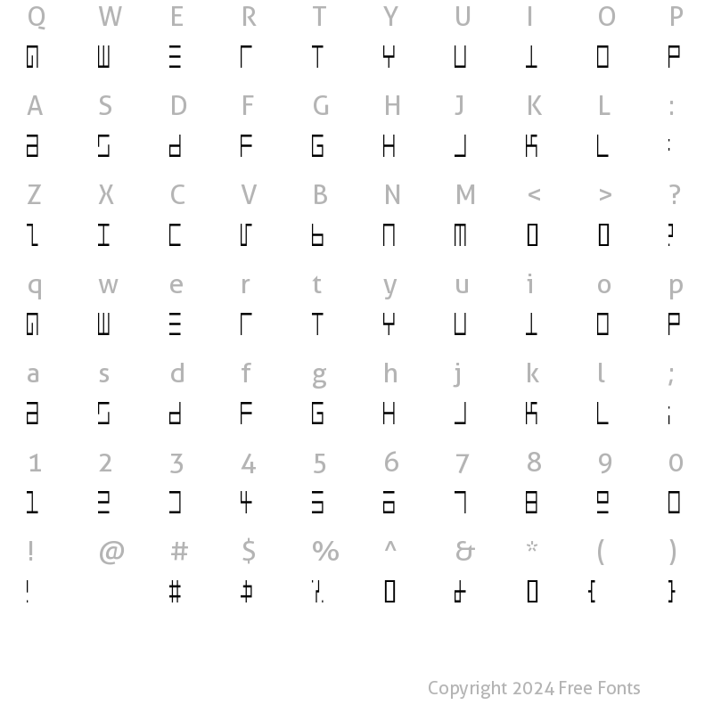 Character Map of Epps Evans Narrow Light Regular