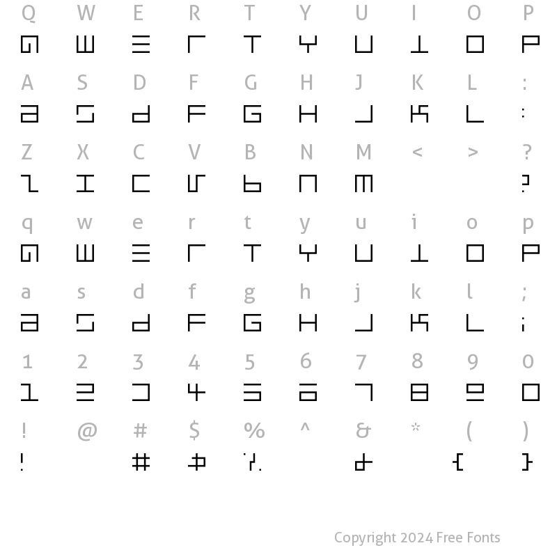 Character Map of EppsEvans Light Regular