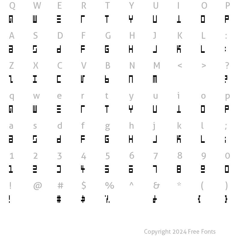 Character Map of EppsEvans Narrow Regular