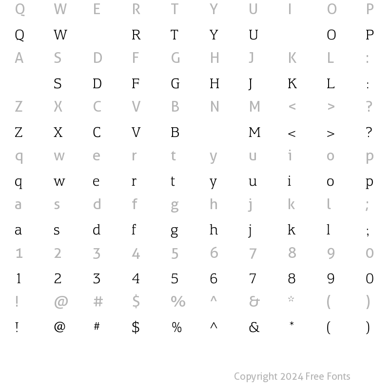 Character Map of EquestrienneLight Regular