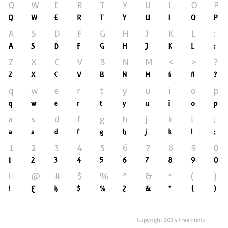 Character Map of Equinox LET Plain