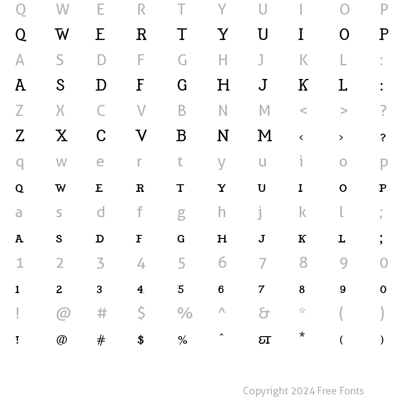 Character Map of EquipoizeSerif Smallcaps Regular