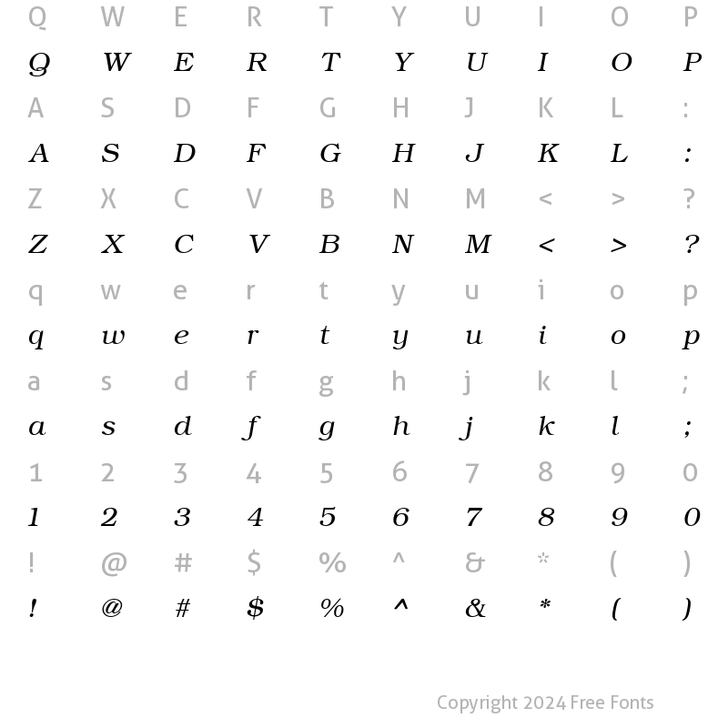 Character Map of ER Bukinist 1251 Italic