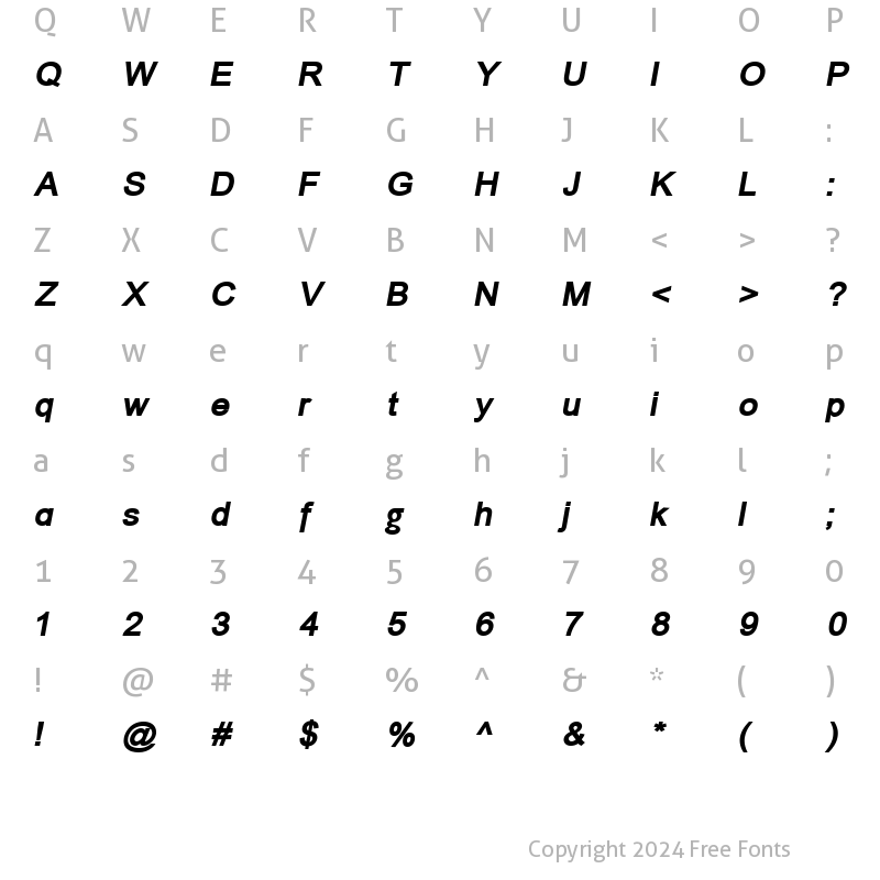 Character Map of ER Univers 1251 Bold Italic