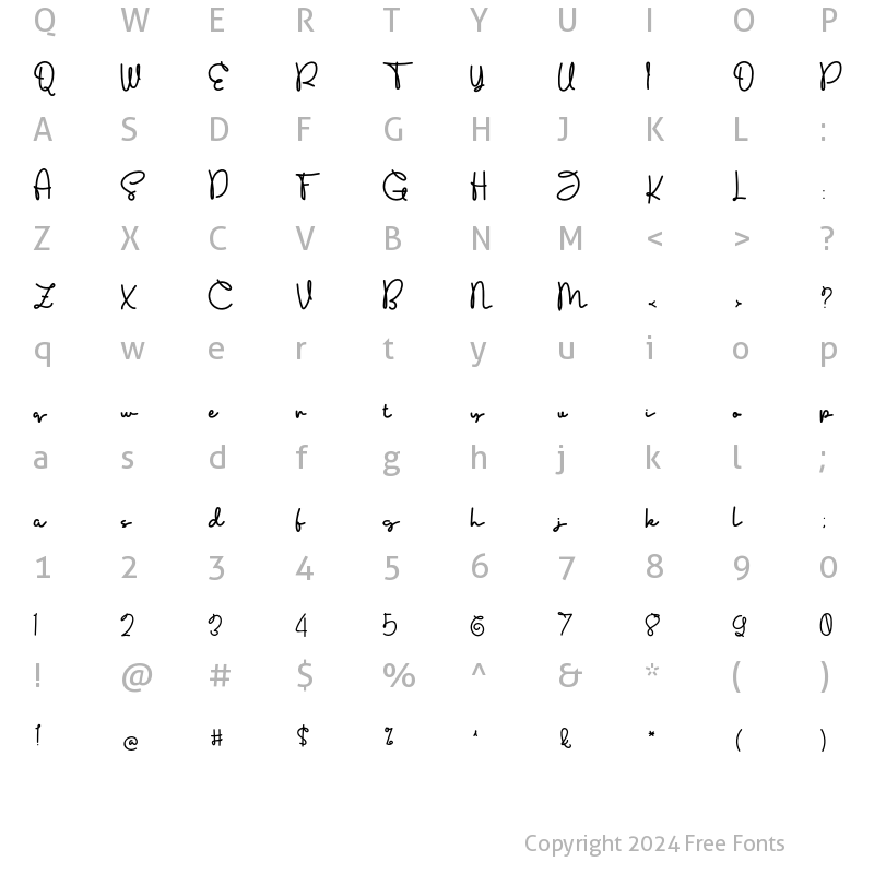 Character Map of Eralyne Regular